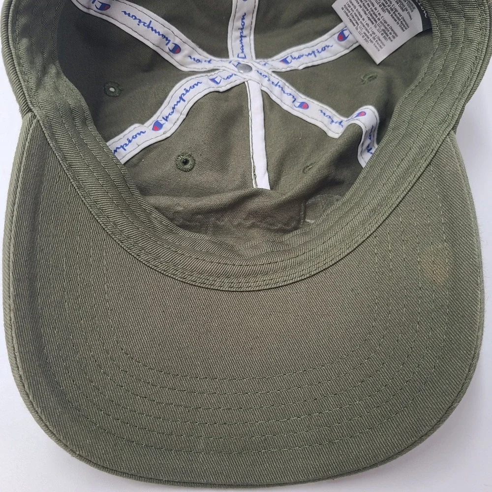 Champion Hat Strapback (Fits Small) Green White Script Logo Casual Brand Cotton